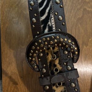 Leopard and zebra print fashion belt size medium